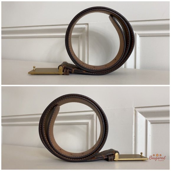 Authentic Louis Vuitton Damier Ebene Coated Canvas Leather Inventeur Belt 85/34 - Picture 9 of 13